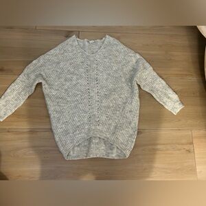 NEW Gray Wool Blend Super Soft Vneck Oversized Sweater XS